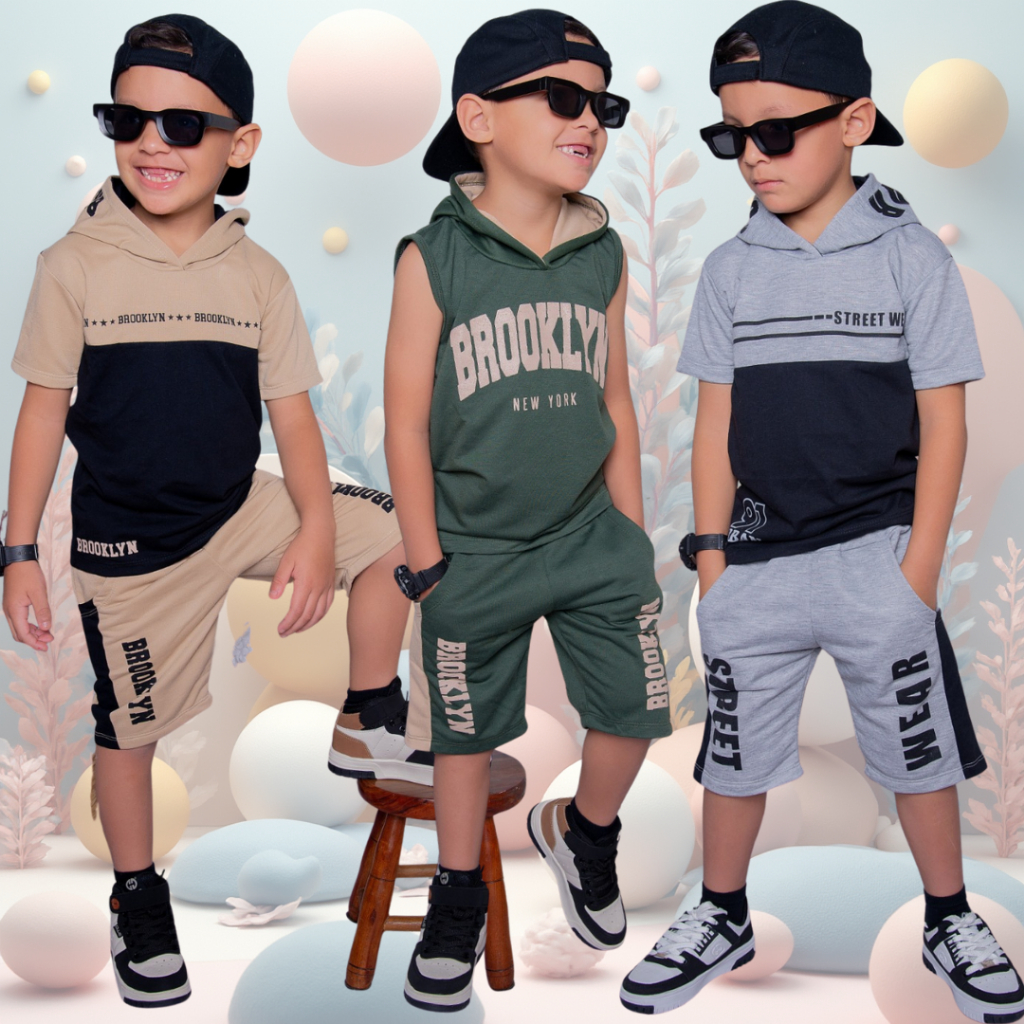 Conjunto Infantil Juvenil Estiloso Top Blusa + Bermuda Roupa de Menino em Oferta na Shopee