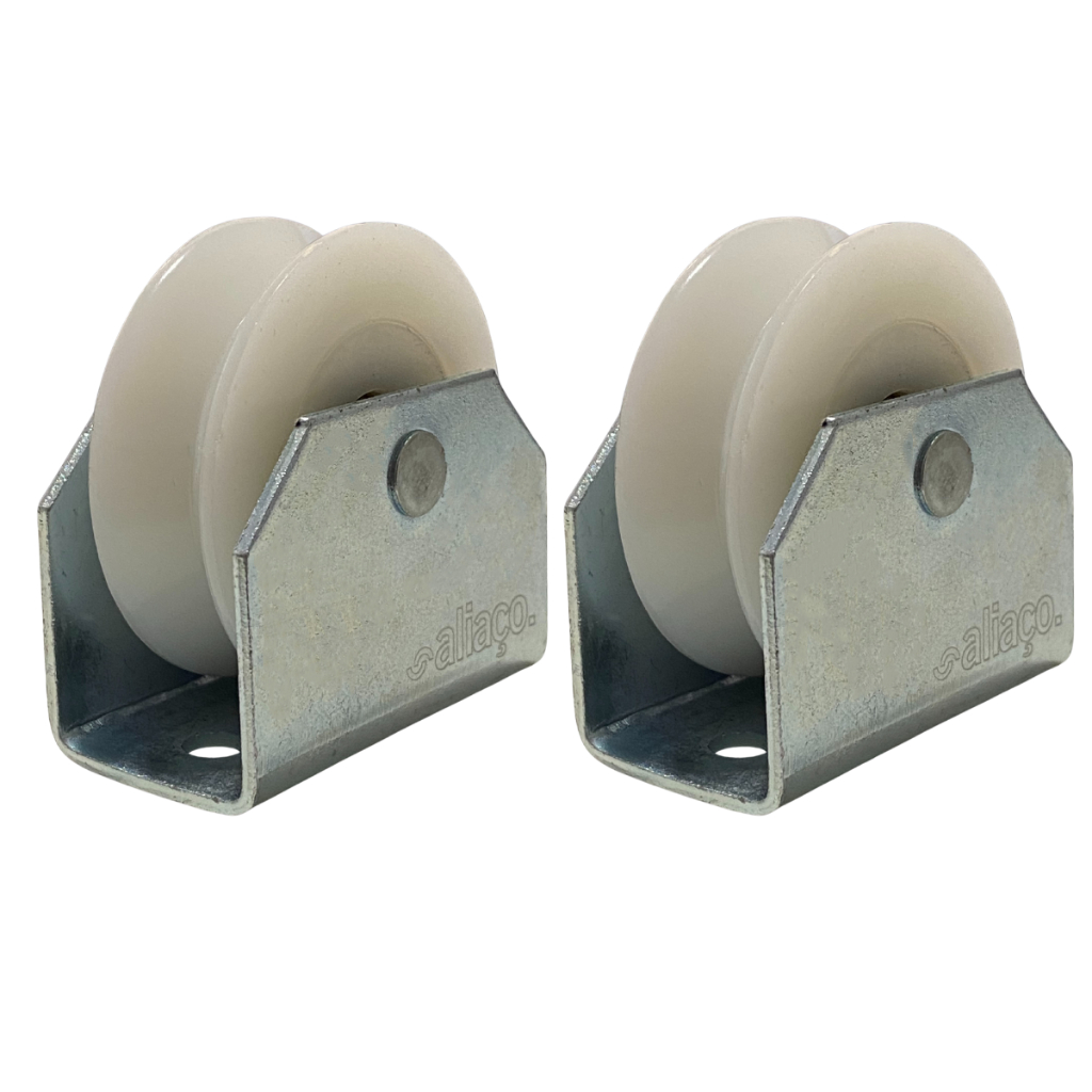 Kit 2 Roldana Aliaço Em Nylon Para Portão Correr 2 Polegadas (5 cm) Cava V Cantoneira em Oferta na Shopee