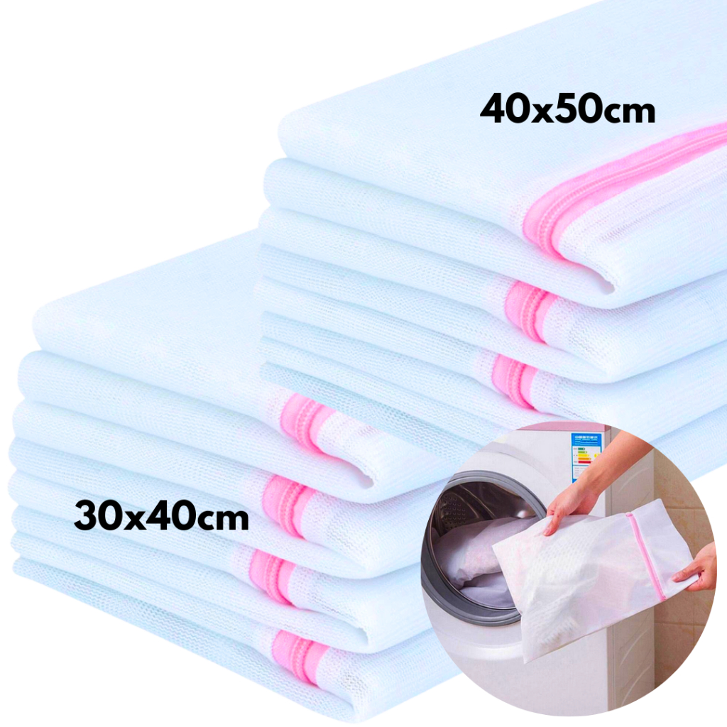 Kit Saco Roupa Delicada Lavar Máquina Saquinho Ziper Proteção E Organização Mala Viagem 30x40+40x50 em Oferta na Shopee