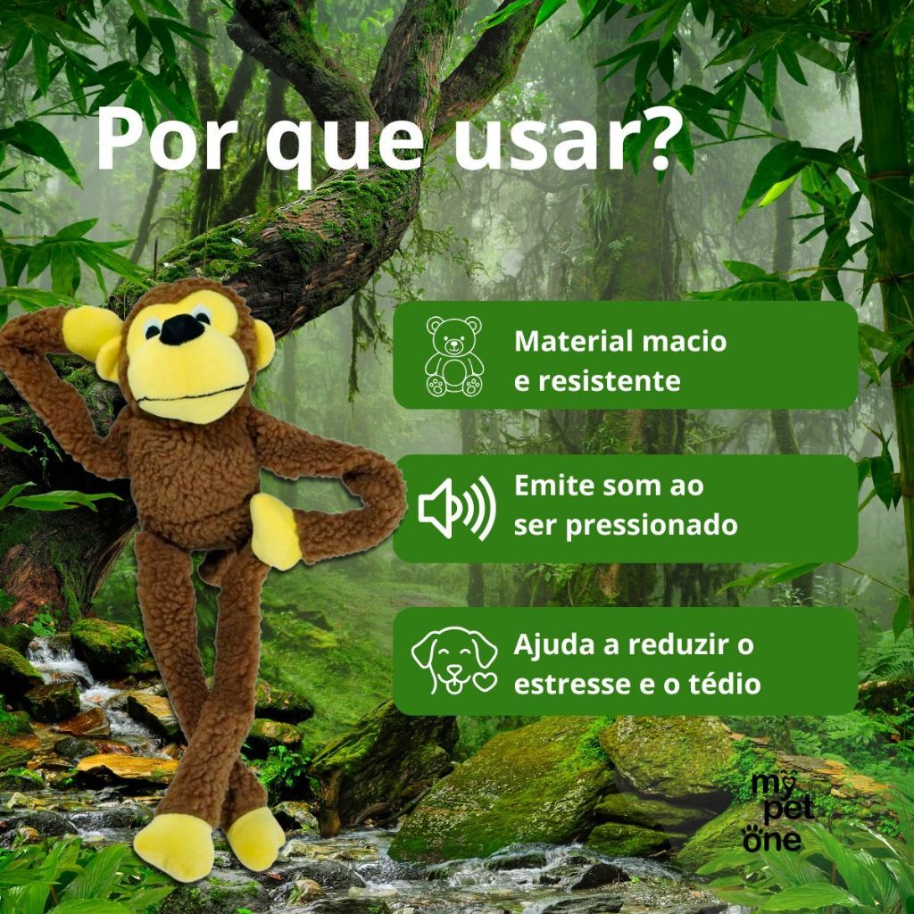 Kit 2 Brinquedo Pelúcia Macaco Apito Sonoro - Tam. Único