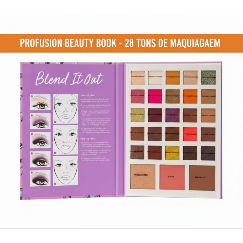 Book de Maquiagem com 28 Tons Importado - Profusion