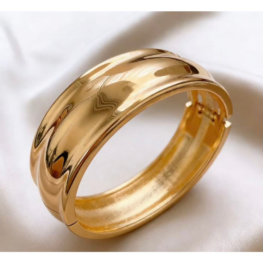 Bracelete Pulseira Elíptico côncavo-convexo Banhado a dourado e prata joia feminina.