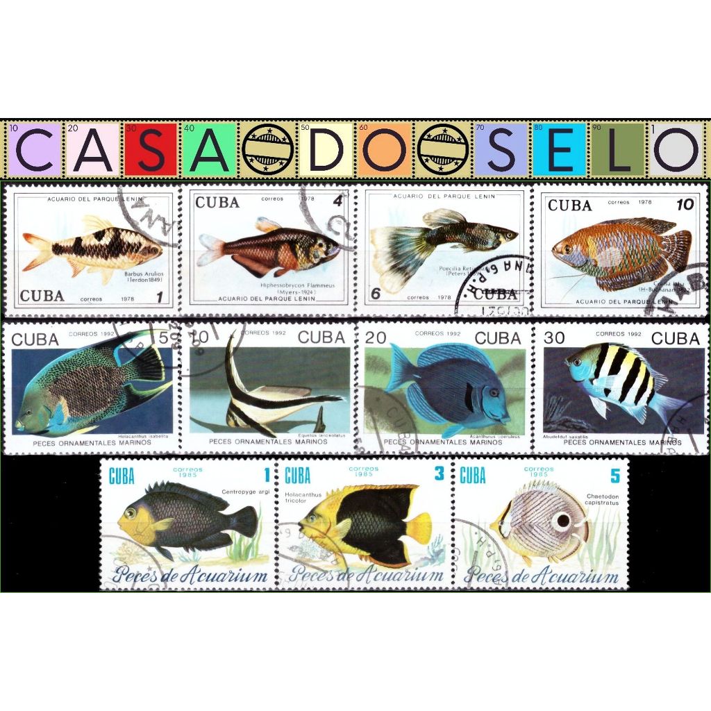 Cuba - Peixes - Acumulação com 11 selos - 1978 a 1985 - C - AC21590