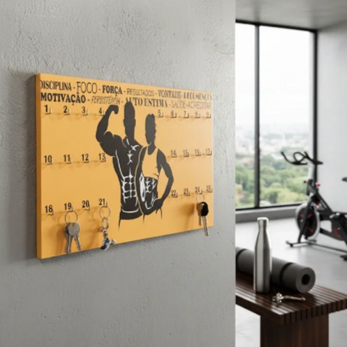 Porta Chaves Academia Fitness Mdf 25 Ganchos Retangular Cor Laranja Adicionar aos favoritos em Oferta na Shopee