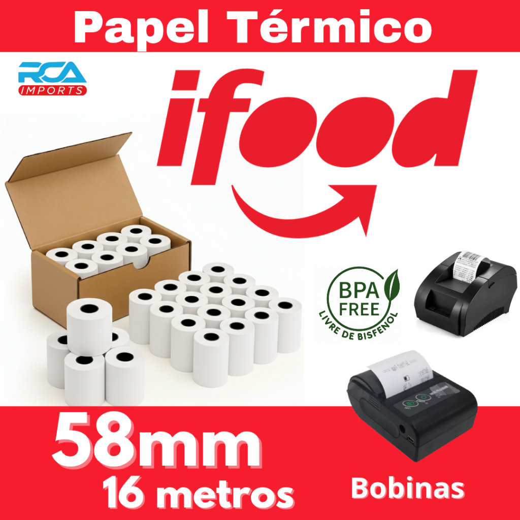 Papel para  iFood Delivery  impressora témica 58mm