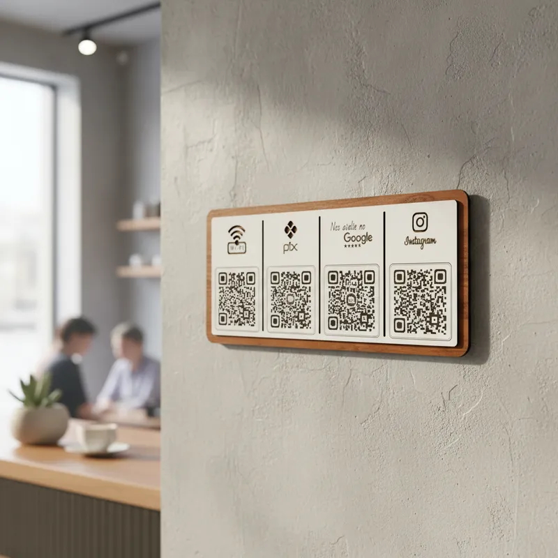Placa de Qrcode Personalizável - Wi-Fi, PIX, Avaliação Google e Instagram