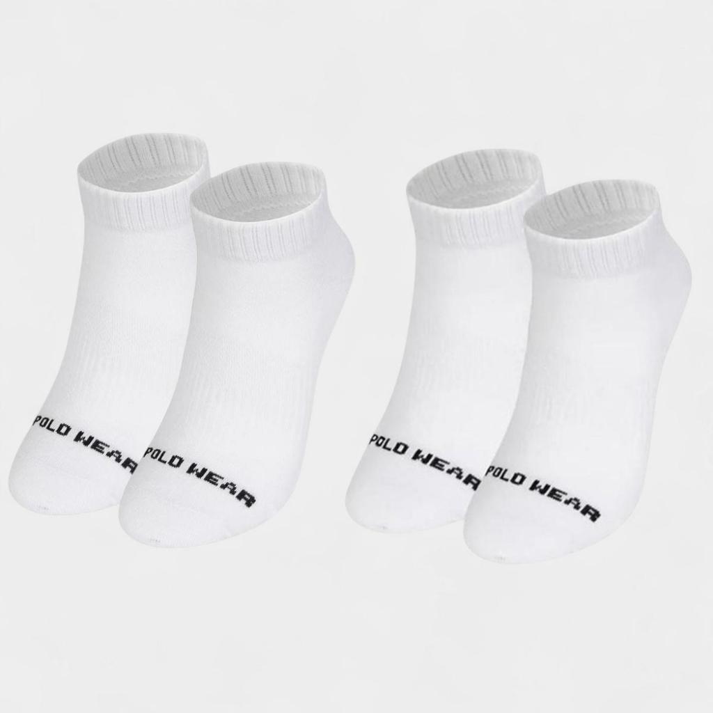 Kit 2 Meia Cano Curto Polo Wear Atoalhada Unissex - Branco