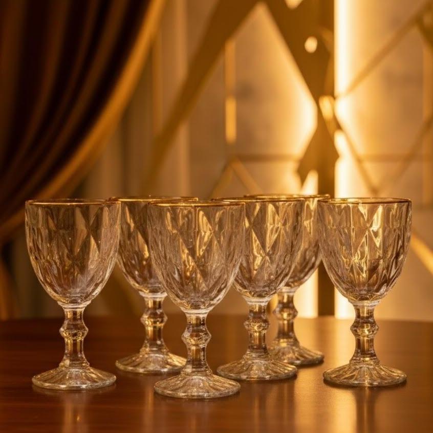 Conjunto De 6 Taças Diamond Borda Dourada 330ML - Gamma em Oferta na Shopee