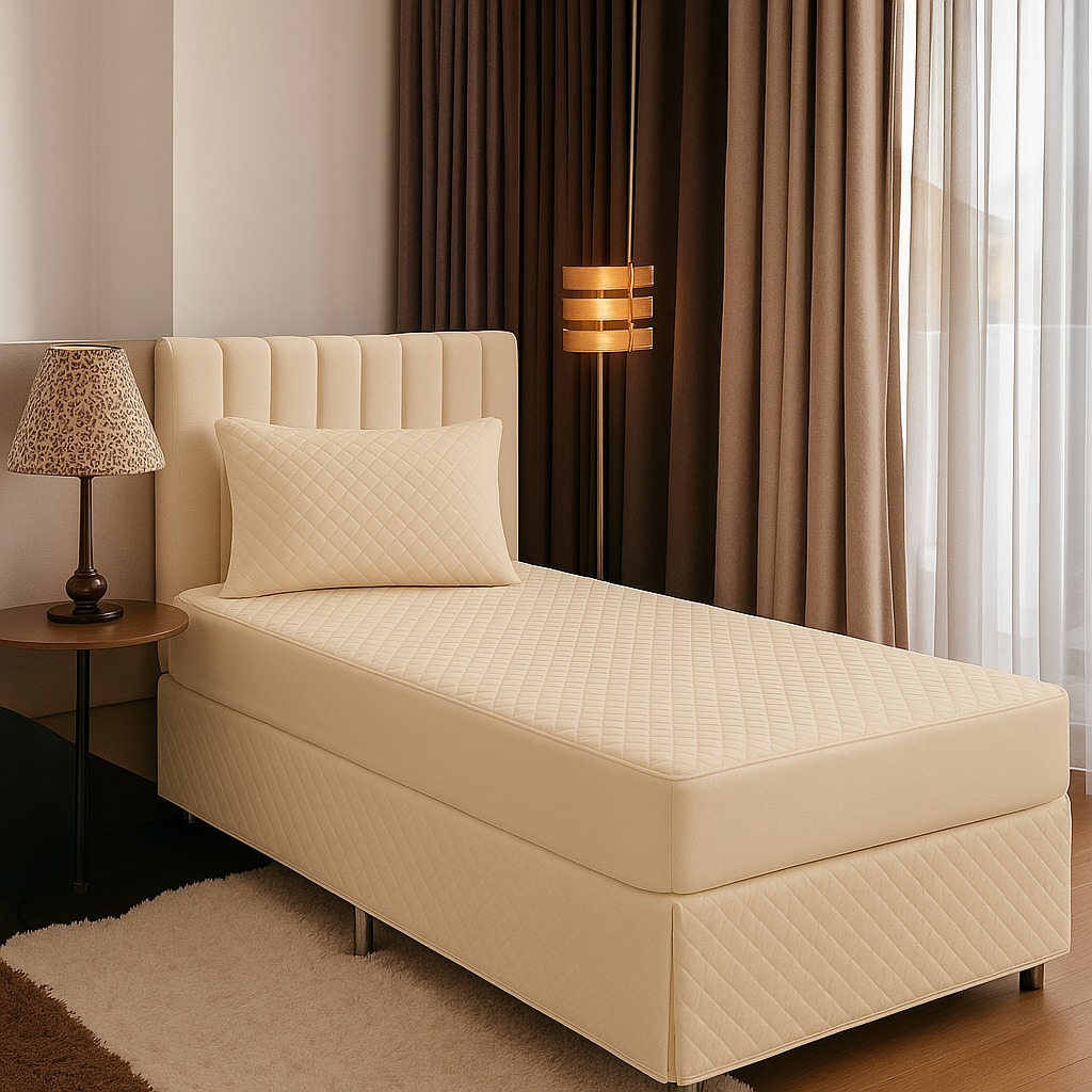 Kit Capa de Colchão Protetor Sollteiro Impermeável, Matelado e com Elástico Total