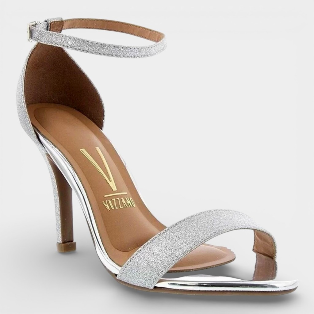 Sandália Vizzano Salto Fino Alto Brilho Metalizado Glitter Feminina Original Festa Moda em Oferta na Shopee