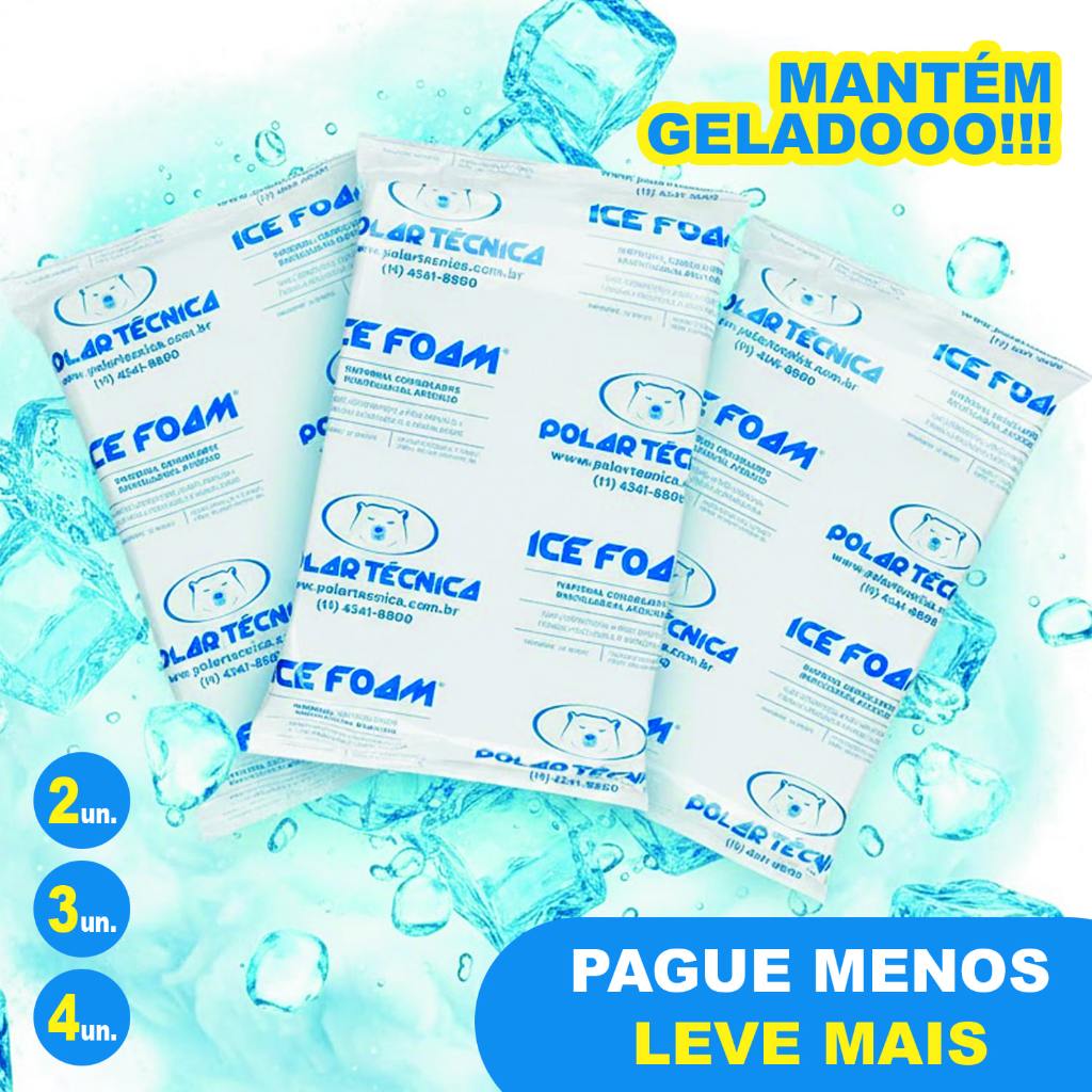 ICE FOAM 1050g COM 2 3 4 GELO REUTILIZÁVEL MANTÉM GELADA BEBIDAS VACINAS ALIMENTOS SORVETES em Oferta na Shopee