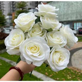 Buquê De Rosas GRANDE Com 5 Flores Branca Artificial Decoração em Oferta na Shopee