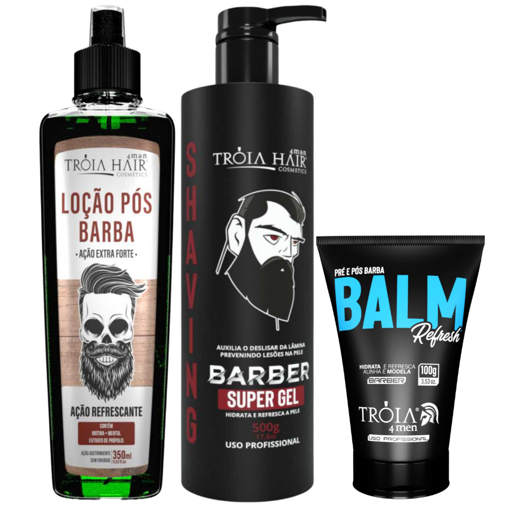 KIT BARBEAR FOR MAN – SHAVING 500G, BALM 100G E LOÇÃO PÓS-BARBA 350ML