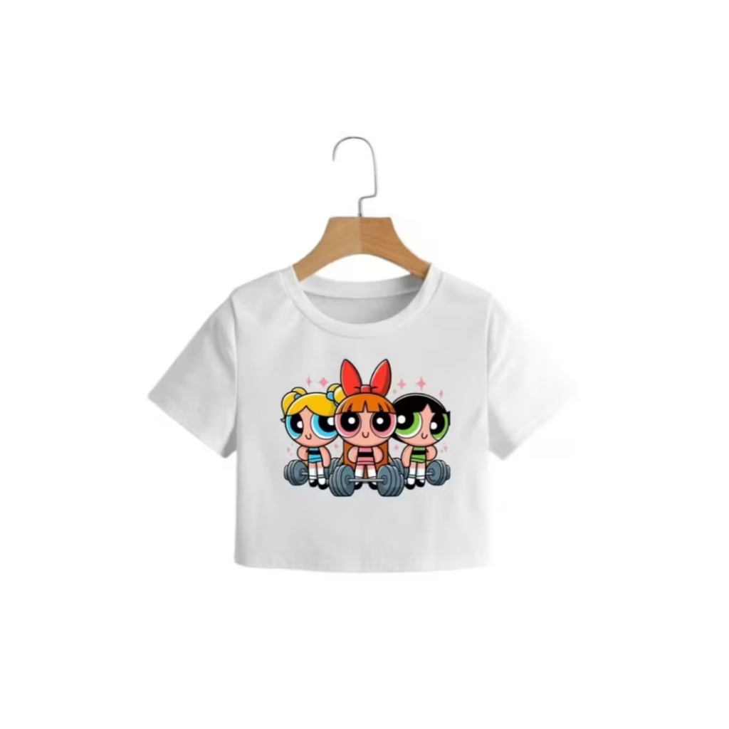 CROOPED FEMININO CASUAL ALGODÃO100% MENINAS SUPER PODEROSA ACADEMIA