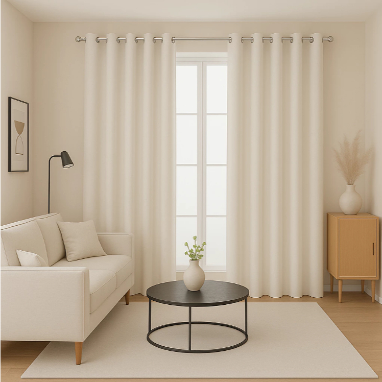 Cortina Blackout Em Tecido Corta Luz 6,00 x 2,70 metros Para Varão Sala Quarto Marfim