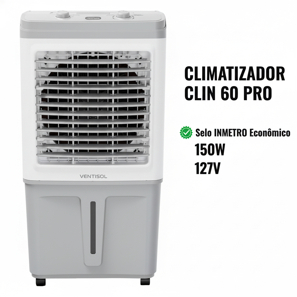 Climatizador De Ar Pro Clin 60 Litros 150w Ventisol Cor Cinza E Branco Selo Inmetro Econômico em Oferta na Shopee