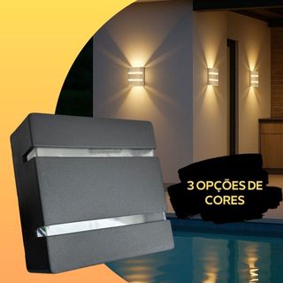 Kit 6 Arandela de Parede 2 Focos 2 Frisos Interna Externa Luminária Muro Escada Corredor Escritório Expedição