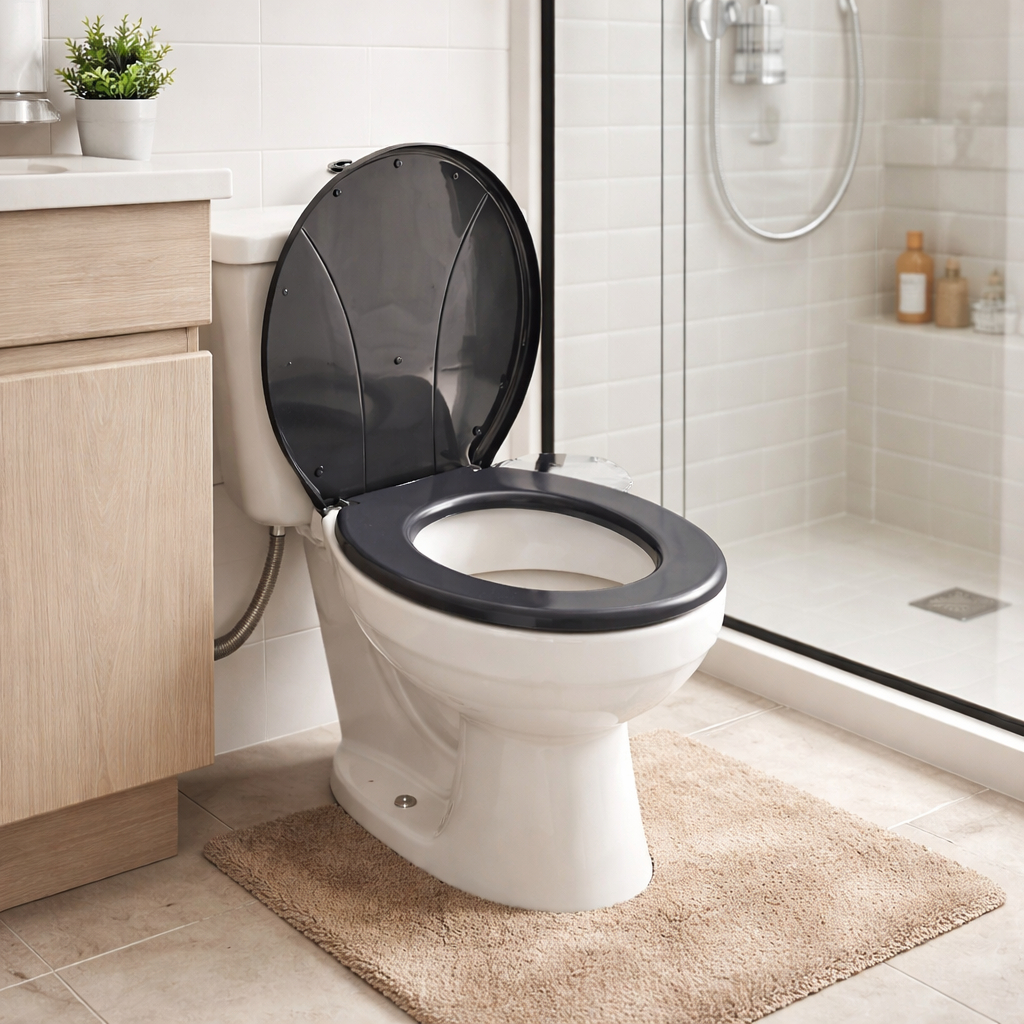 KIT ATÉ 2 ASSENTO SANITARIO PRETO E BRANCA C\ENCAIXE UNIVERSAL TAMPA VASO SANITARIO PLASTICO