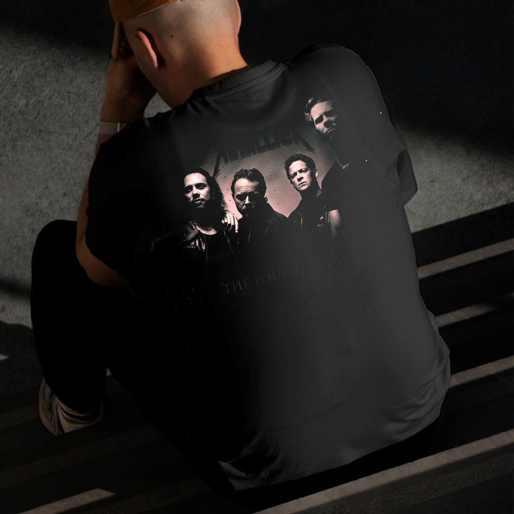 Camiseta Masculina Estampada Metallica Membros 100% Algodão Estilo Conforto Diário Do Tamanho P GG