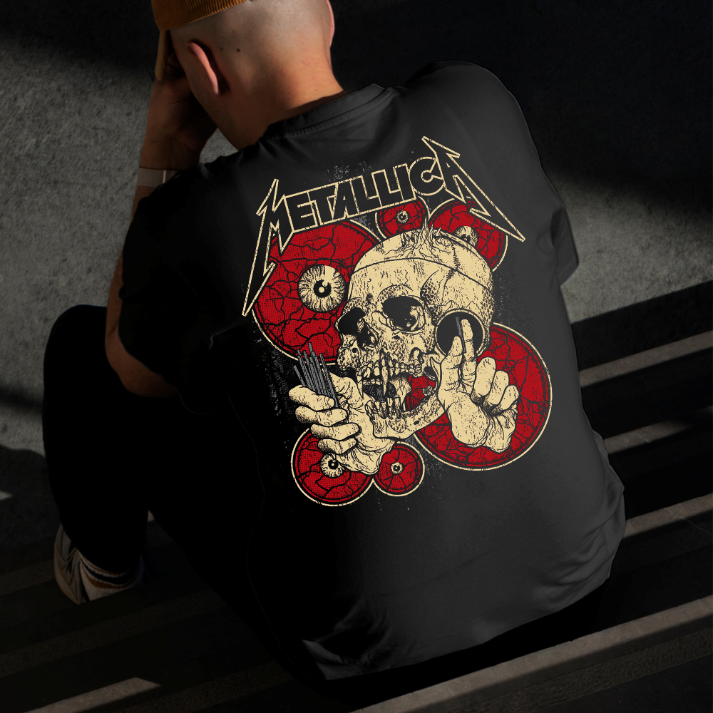 Camiseta Masculina Estampada Metallica Caveira 100% Algodão Estilo Conforto Diário Do Tamanho P GG