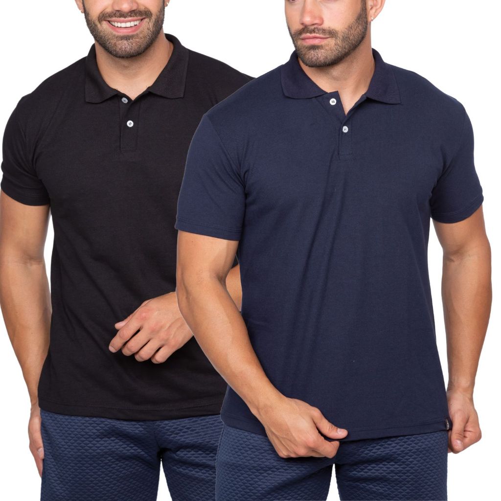 Kit 2 Camisa Polo Masculina Piquet Premium Algodão Poliéster Casual Confortável