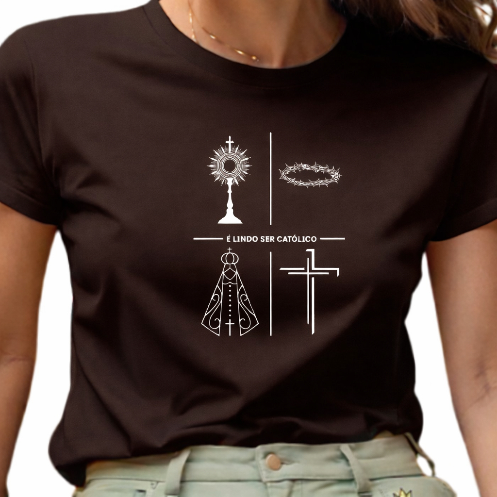 Camiseta Catolica Feminina Material Premium Algodão em Oferta na Shopee