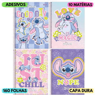 Caderno Universitário Stitch Espiral Capa Dura Escolar Faculdade 160 Folhas/10 Matéria Foroni em Oferta na Shopee