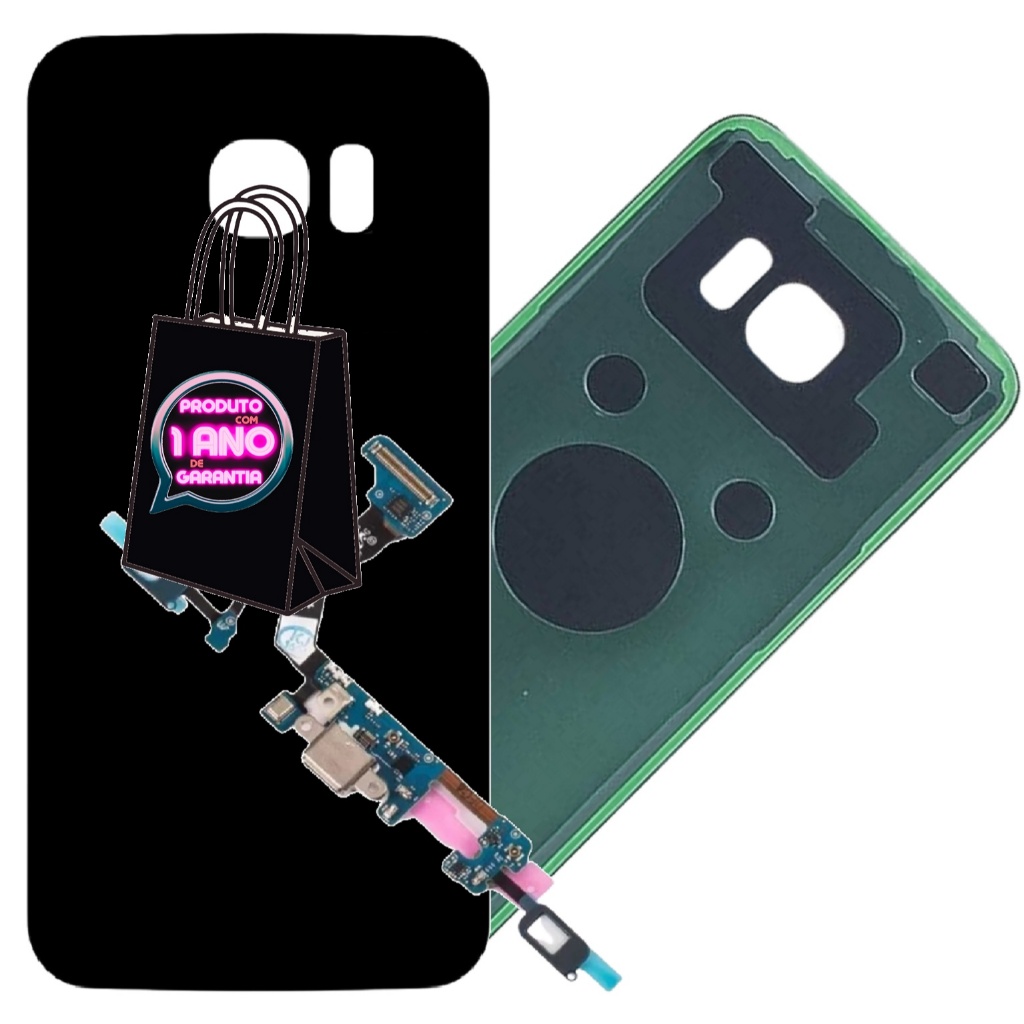 Kit Tampa + Flex Conector de Carga Compatível Com Galaxy S7 Edge G935f + 1 Ano Garantia!