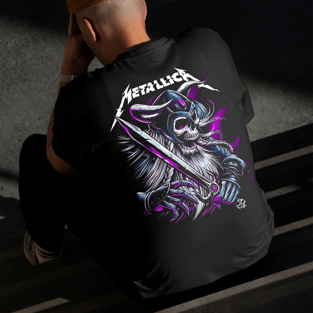 Camiseta Masculina Estampada Metallica Roxo 100% Algodão Estilo Conforto Diário Do Tamanho P ao GG