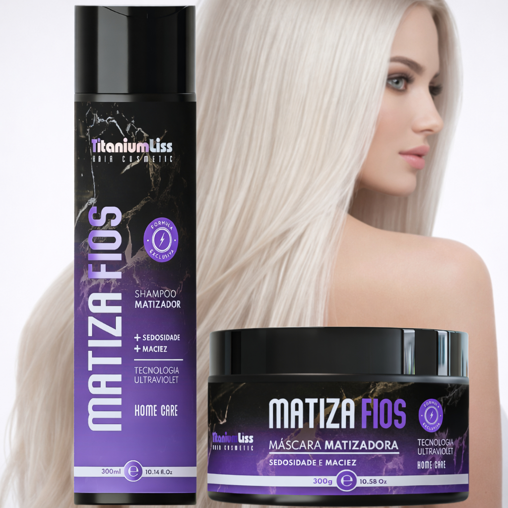 Kit Matiza Fios Titanium Liss Shampoo + Máscara Matizadora Profissional 250G + Argan
