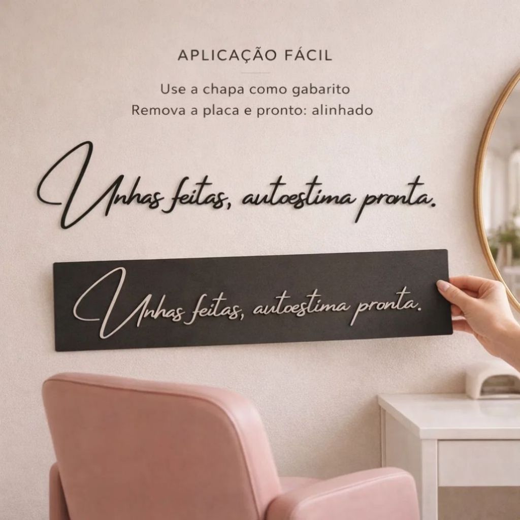 Frase Decorativa em MDF 3mm para Nail Designer – Decoração de Estúdio de Unhas