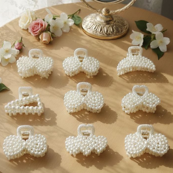 Kit 6/9/12 peças Prendedor/Piranha/presilha para cabelo de perola pequena