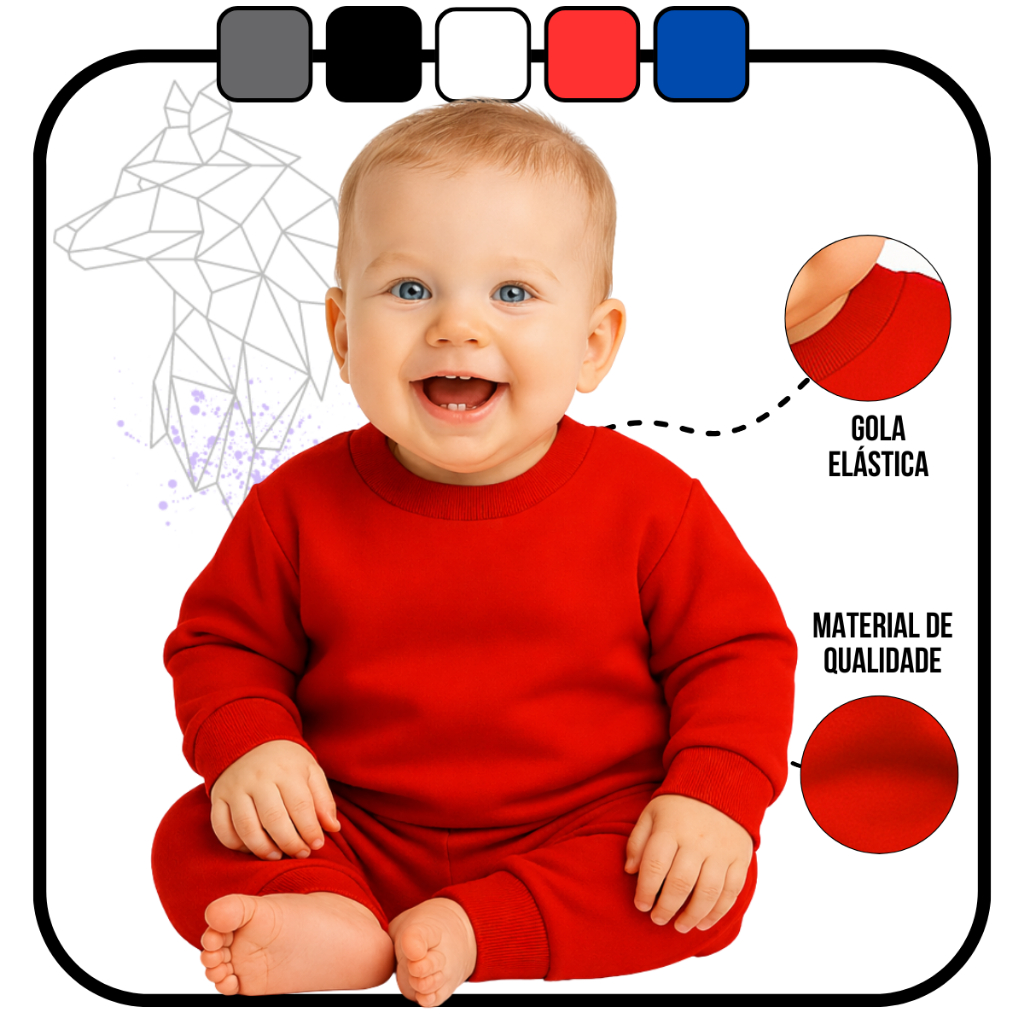 Conjunto Bebe Infantil Moletom Flanelado Unissex Liso em Oferta na Shopee