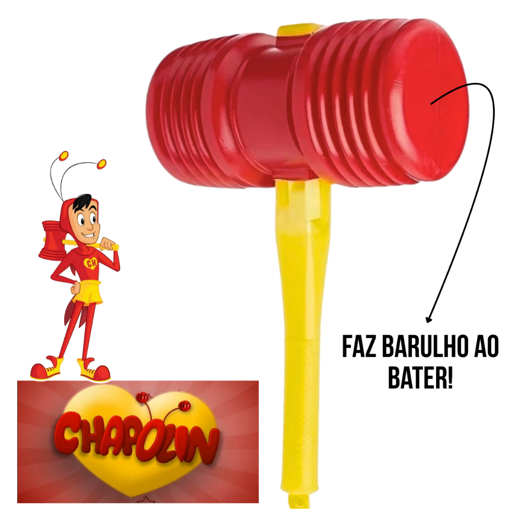 Martelo Marreta Apito Chapolin Colorado  Brinquedo Infantil Faz Barulho