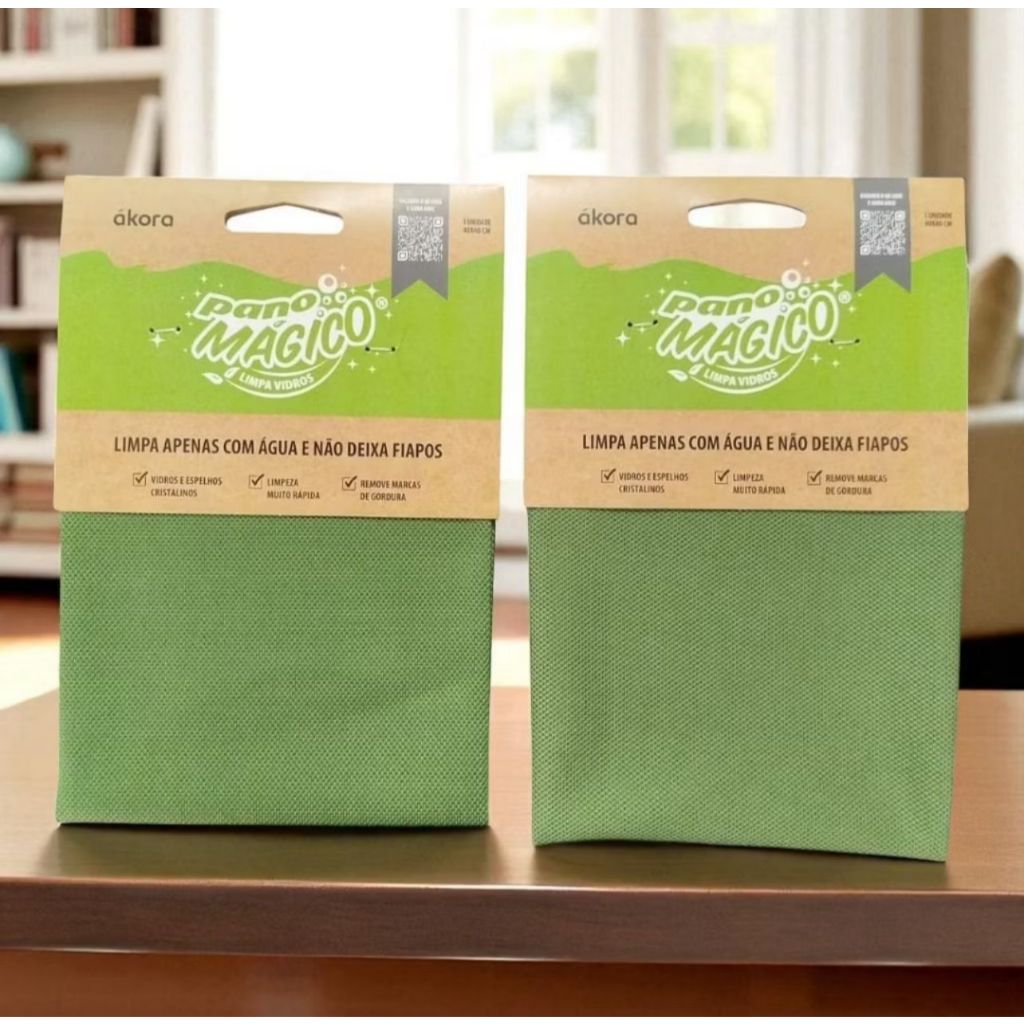 Kit 2 Pano Mágico Limpa Vidros Ákora Original – Poliéster e Poliamida (Limpando Fácil Só com Água!) em Oferta na Shopee