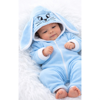 Macacão bebê de Coelho Manga Longa com Capuz Macacão de Bicho Roupa de Bebê Menino e Menina em Oferta na Shopee