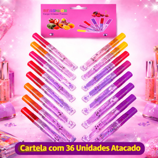 Kit C/36 Cartela Gloss Labial Tutti-Fruit Bfashion Bella Femme Gloss Infantil Atacado Revenda em Oferta na Shopee