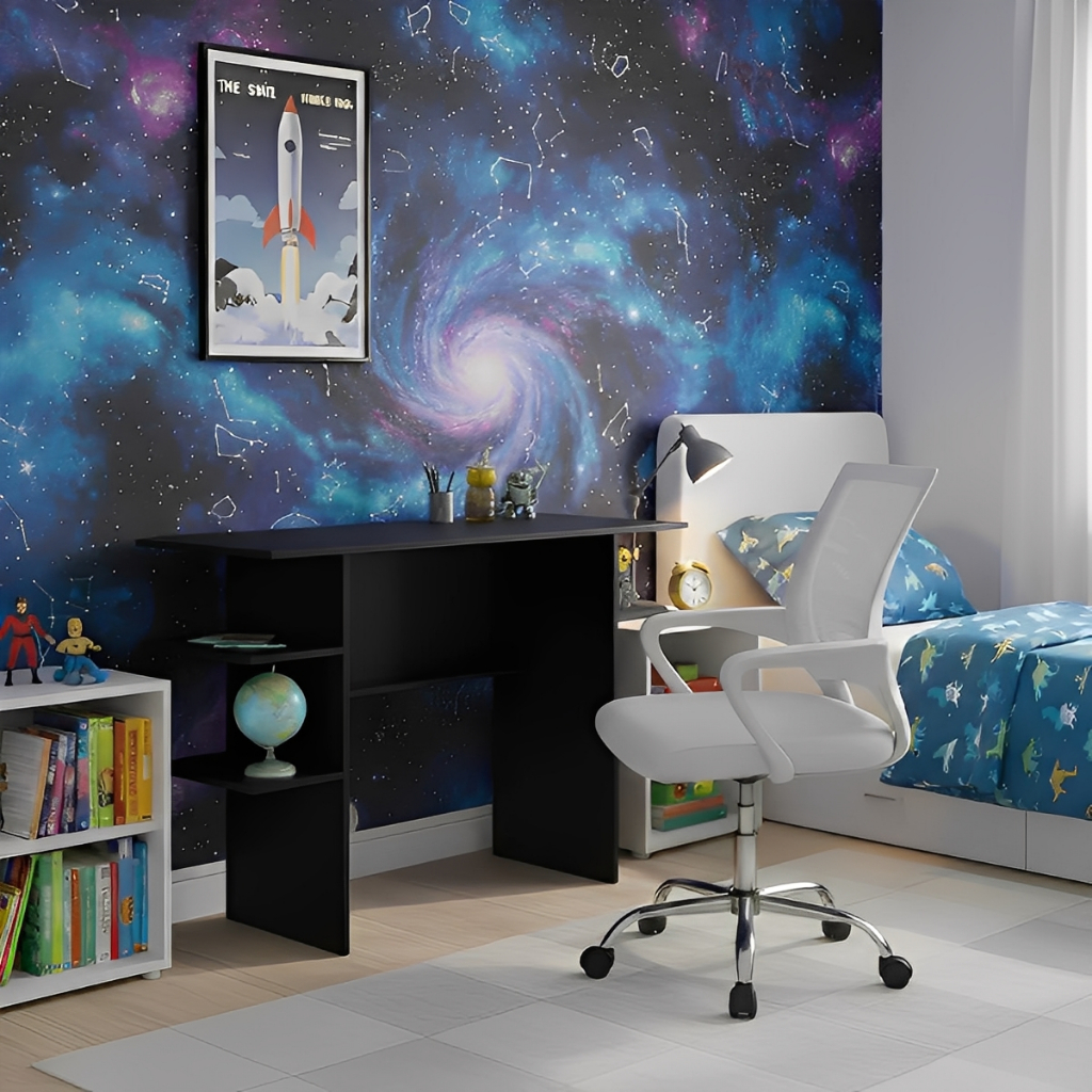 Kit Mesa Escrivaninha Home Office Estudo e Jogos + Cadeira Mesh Moderna para Escritório