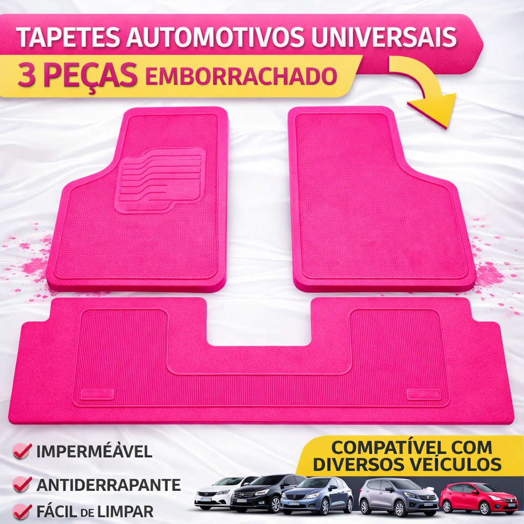 Tapete 3 PEÇAS Automotivo Universal Borracha Marcas Todos Modelos Para Carro