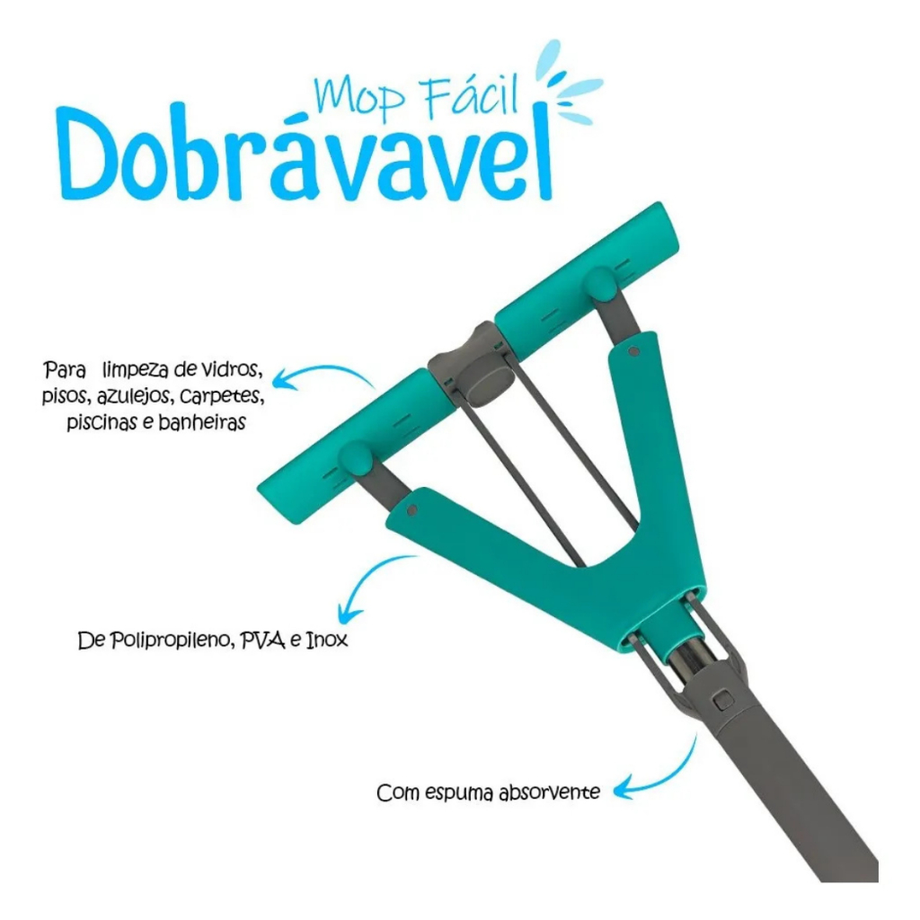 Mop Esfregão Rodo Mágico Retrátil Dobrável  Dobrável Inox Com Base Flexível Alta Absorção em Oferta na Shopee