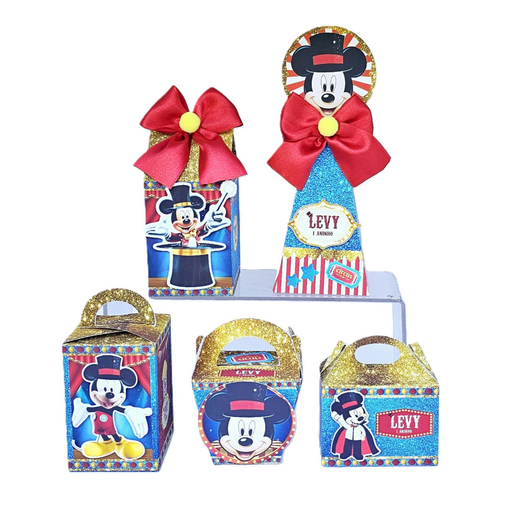 Kit MICKEY CIRCO Caixinhas 3D Lembrancinhas Personalizados Papelaria Festa