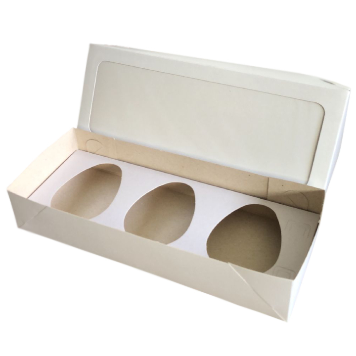 10 Caixas Embalagem Para Trio Ovo De Colher 100g C/ Visor - 27x11x5cm - CX0048 Branco