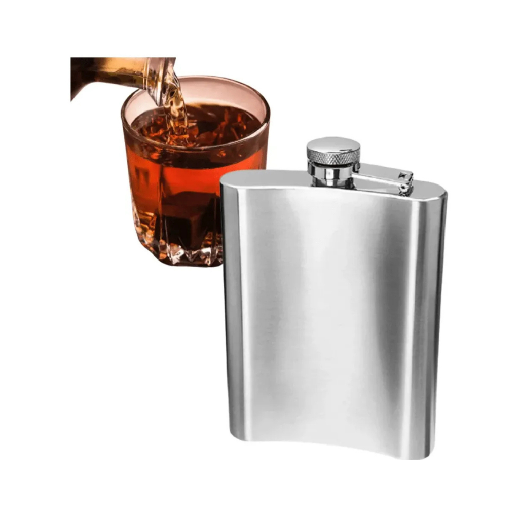 Cantil De Bolso Em Aço Inox Porta Bebida Whisky Vodka 180 mll
