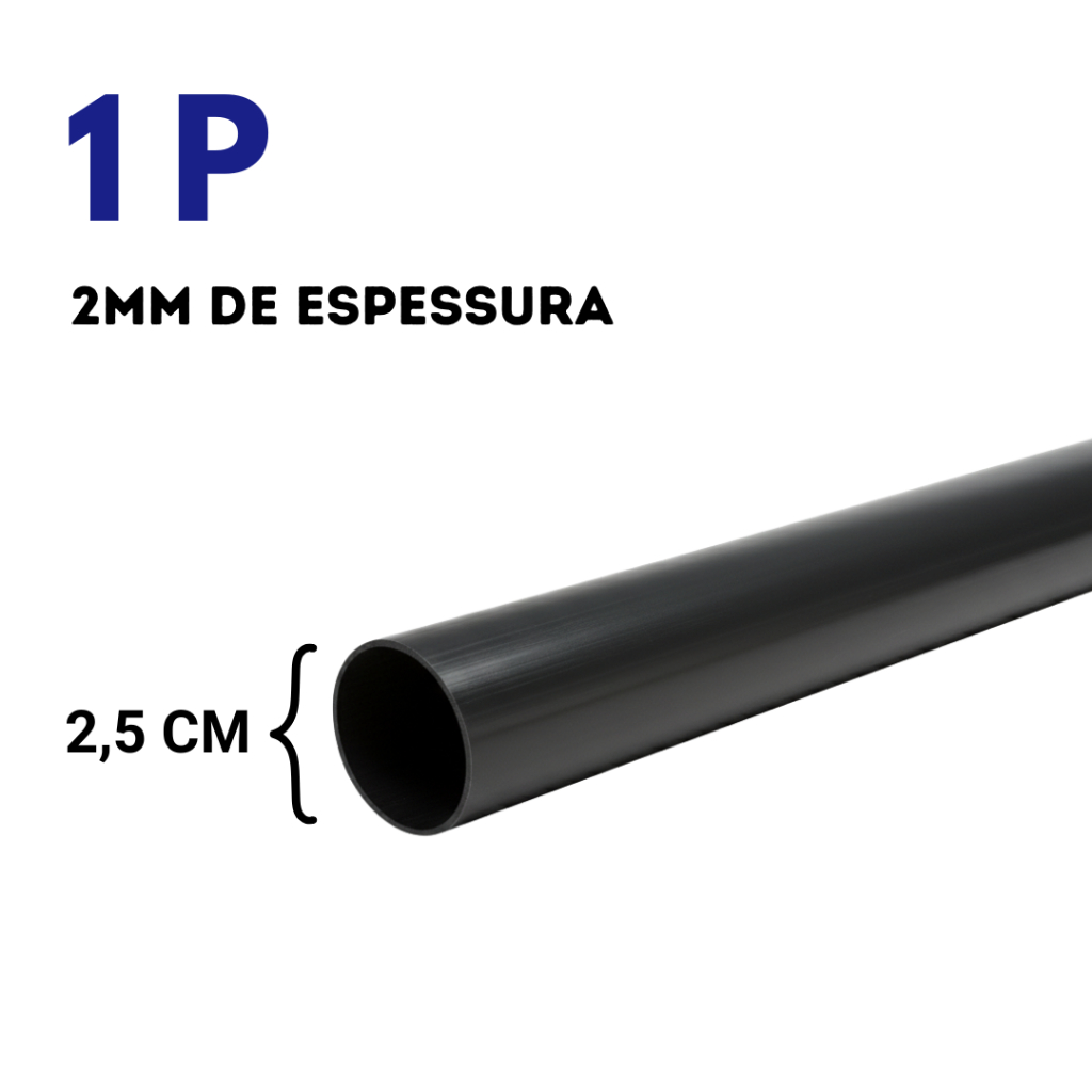 Tubo Preto de Aço 1 P (2,5cm) - Escolha o Comprimento 2mm de espessura - Metalon redondo em Oferta na Shopee
