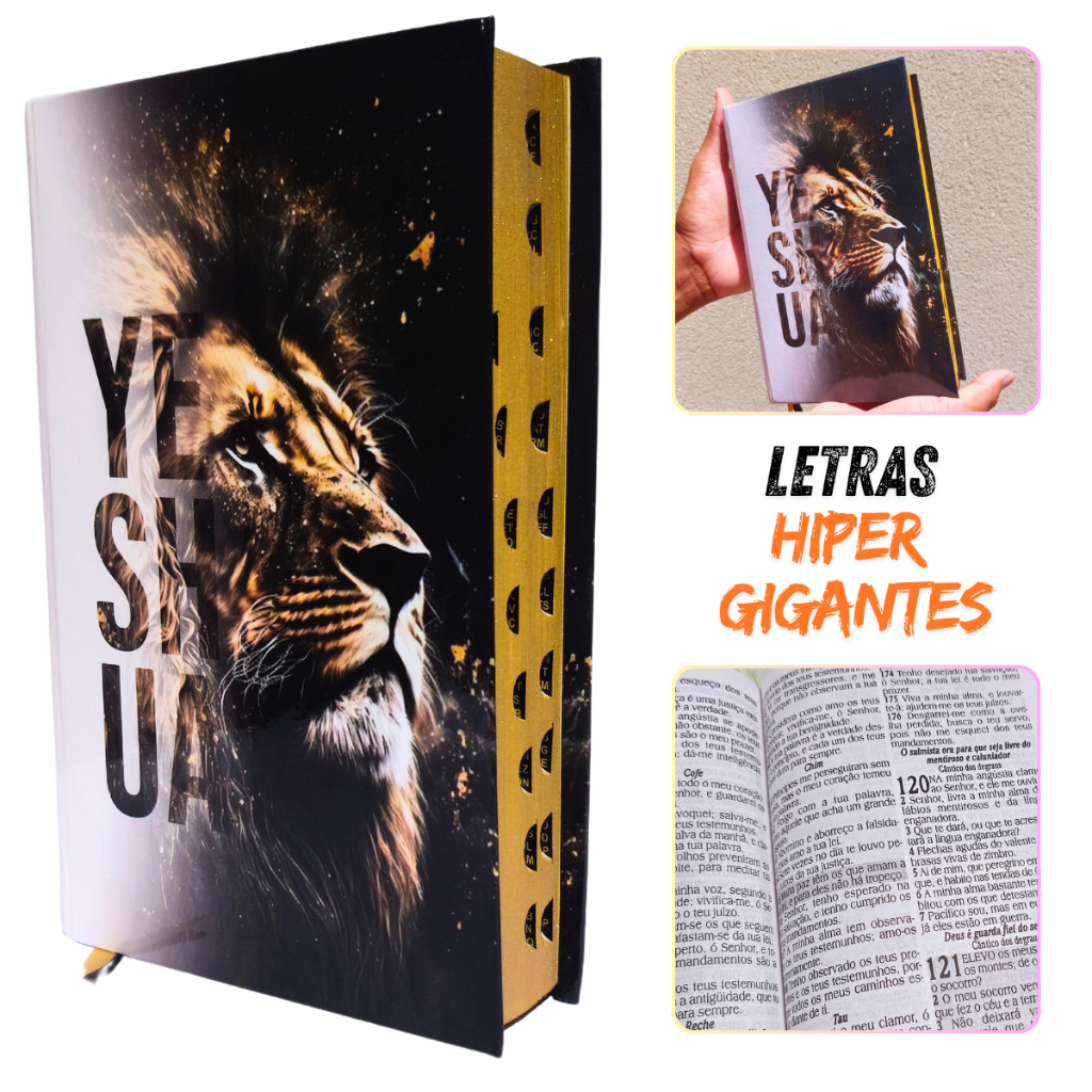 Bíblia Sagrada Yeshua Letra HIPER GIGANTE Harpa Almeida Revista Corrigida Capa Dura Letra Grande