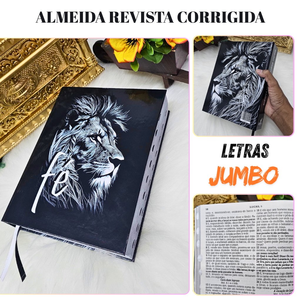 Bíblia Sagrada letra Grande Gigante Cristã Masculina hipergigante Revista Corrigida Letra Jumbo