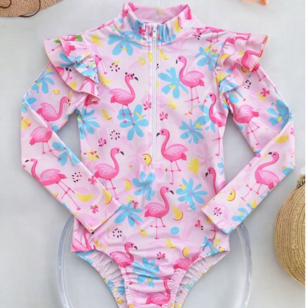Maiô Manga Longa Infantil Menina Praia Piscina Carnaval Verão