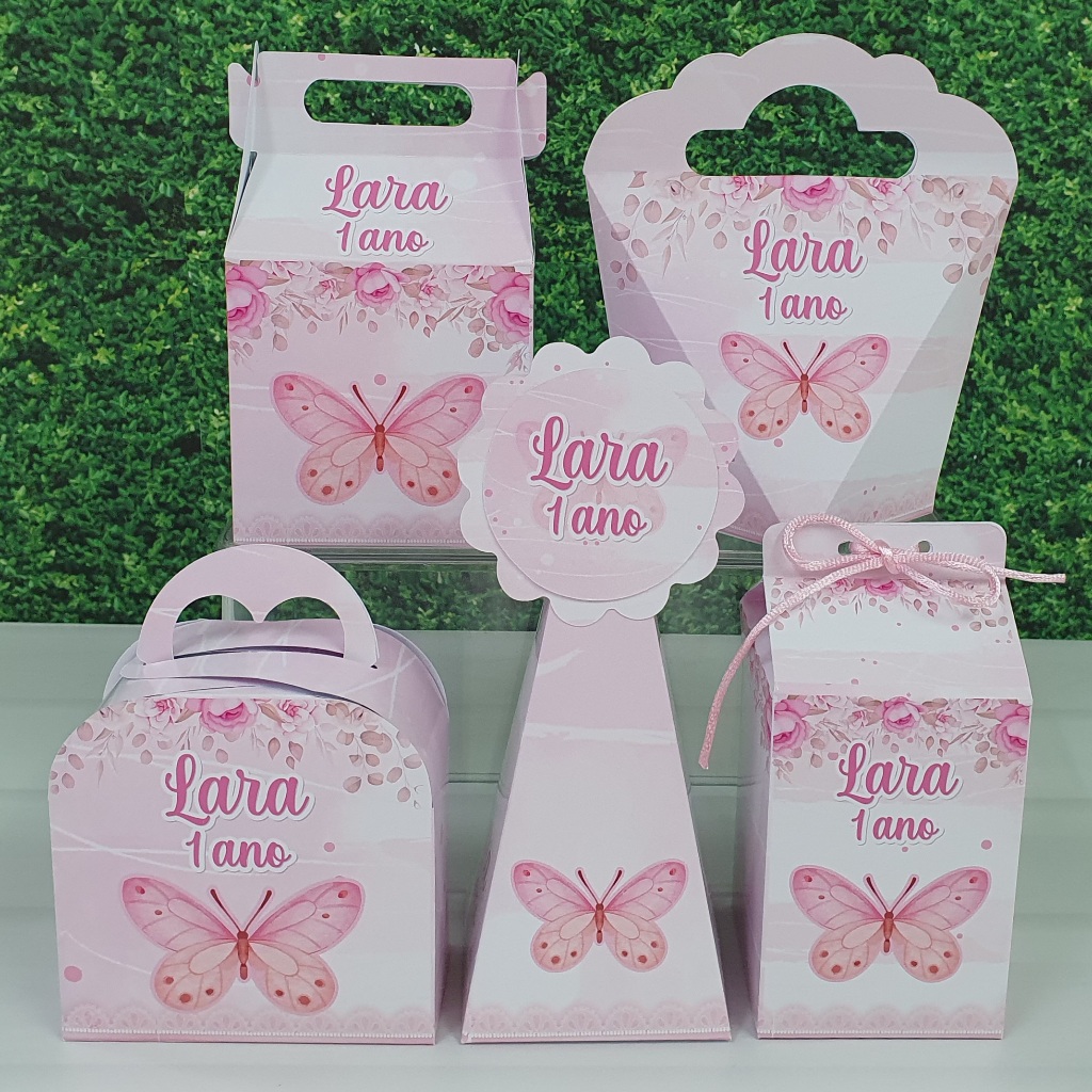 Kit Festa Jardim de Borboleta - Caixinhas Personalizadas Lembrancinhas de Festa Infantil Borboletas