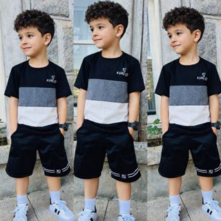 Conjunto Infantil de Verão Masculino - Bermuda + Camisa de Qualidade em Oferta na Shopee