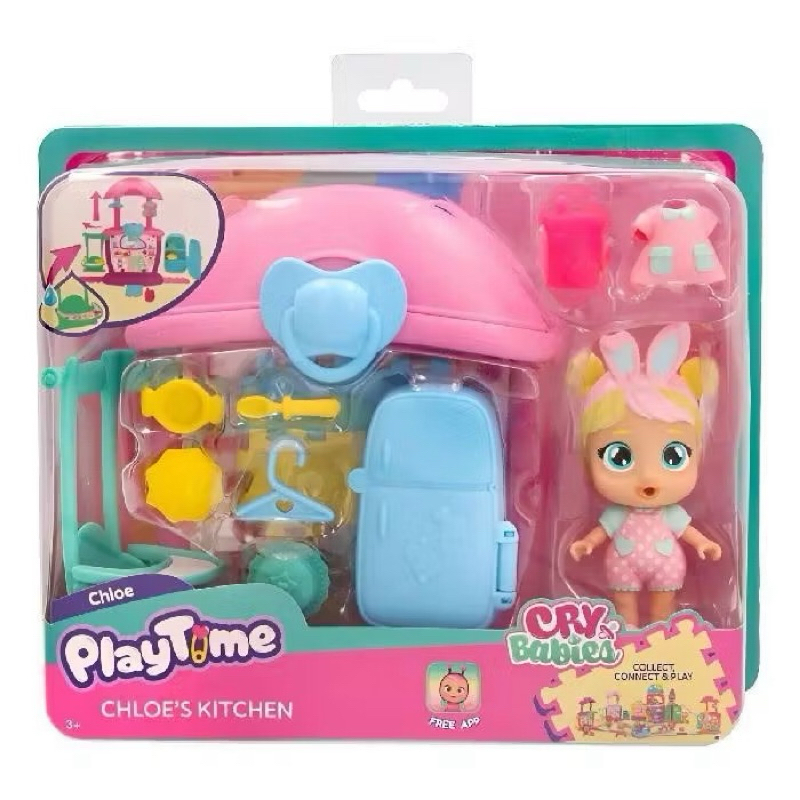 Brinquedo PlayTime Cry Babies Chloe’s Kitchen – Boneca Chloe com Cozinha e Acessórios | 3+